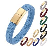 BNCXMO Braceletas para hombres Pulseras para hombres Cool Pulseras tejidas de acero inoxidable personalizado para hombres con cierre magnético, falso, sin circonía