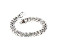 BNCXMO Brazalete de acero inoxidable para hombres, brazalete de envoltura de cadena de bordillo de enlace, idea de regalo para hombres, 12 mm, acero inoxidable, sin piedra preciosa.