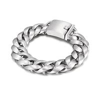 BNCXMO Brazalete de acero inoxidable para hombres, brazalete de la cadena de bordillo cubano