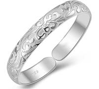 BNCXMO Cadena de brazalete de brazalete, brazalete de brazalete de plata, brazalete de plata, brazalete de plataforma ajustable tallado de flores pulseras de plata esterlina