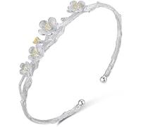 BNCXMO Cadena de brazalete de brazalete, brazalete de brazalete de plata de ajustable, mujeres 925 pulsera de plataforma de plataforma ajustable brazalete de flores de mano