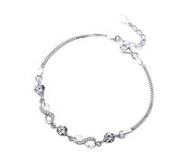 BNCXMO Cadena de brazalete de brazalete, brazalete de brazalete de plata de ajustable, mujeres 925 pulsera de plata esterlina exquisita brazalete infinito esterlina