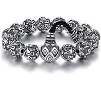 BNCXMO Cadena de brazalete de brazalete, brazalete de brazalete de plata, pulsera de plata esterlina 925 pulsera shui shui con brazalete de amuleto tallado a mano joyería de plata esterlina