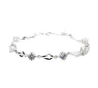 BNCXMO Cadena de brazalete de brazalete, brazalete de brazalete de plata, pulsera de plata, pulsera de rombo de cristal mosaico 925, pulsera de rombo de cristal mosaico, brazalete esterlina
