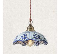 BNCXMO Camando de lámpara de cerámica de Porcelana Azul y Blanco E27 1 lámpara de Metal Minimalista Lámpara de Metal Personalidad Ropa de Restaurante Retro Tienda de Techo Colgante