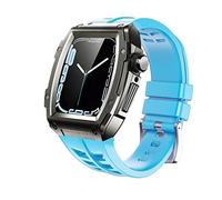 BNCXMO Caso de correa del kit de modificación para banda de 44 mm 45 mm de banda de reloj de goma de acero inoxidable para la serie IWatch 8 7 6 SE 5 Correa