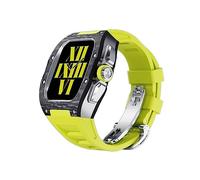 BNCXMO Caso de reloj de fibra de carbono+correa, adecuada para series de 44/45 mm, correa de fluorine del kit de modificación de lujo, adecuado para iWatch 8 7 6 5 4 SE 45/44 mm Reemplazo