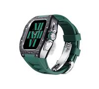 BNCXMO Caso de reloj de fibra de carbono+correa, adecuada para series de 44/45 mm, correa de fluorine del kit de modificación de lujo, adecuado para iWatch 8 7 6 5 4 SE 45/44 mm Reemplazo