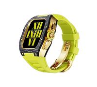 BNCXMO Caso de reloj de fibra de carbono+correa, adecuada para series de 44/45 mm, correa de fluorine del kit de modificación de lujo, adecuado para iWatch 8 7 6 5 4 SE 45/44 mm Reemplazo