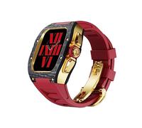BNCXMO Caso de reloj de fibra de carbono+correa, adecuada para series de 44/45 mm, correa de fluorine del kit de modificación de lujo, adecuado para iWatch 8 7 6 5 4 SE 45/44 mm Reemplazo