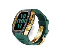 BNCXMO Caso de reloj de fibra de carbono+correa, adecuada para series de 44/45 mm, correa de fluorine del kit de modificación de lujo, adecuado para iWatch 8 7 6 5 4 SE 45/44 mm Reemplazo