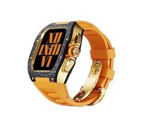 BNCXMO Caso de reloj de fibra de carbono+correa, adecuada para series de 44/45 mm, correa de fluorine del kit de modificación de lujo, adecuado para iWatch 8 7 6 5 4 SE 45/44 mm Reemplazo