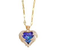 BNCXMO Central de corazón de Color de Cristal Negro Elegante Joyería para Mujeres, Collar de corazón de Diario diéillos