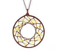 BNCXMO Cobrés de Piedra de Cuarzo de Cristal Natural Collar de Cadena Colgante de Forma Redonda de Cuerda Trenzada