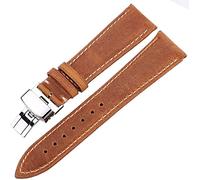 BNCXMO Correa de cuero Correa genuina de cuero Watchband Men Band Strap 18 mm 20 mm 22 mm 24 mm con hebilla de mariposa de acero