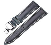 BNCXMO Correa de cuero Correa genuina de cuero Watchband Men Band Strap 18 mm 20 mm 22 mm 24 mm con hebilla de mariposa de acero