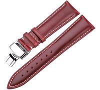 BNCXMO Correa de cuero Correa genuina de cuero Watchband Men Band Strap 18 mm 20 mm 22 mm 24 mm con hebilla de mariposa de acero