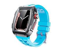 BNCXMO Correa de goma del kit de modernización+estuche de metal para banda 45 mm de 44 mm Cubierta del kit de acero inoxidable para la serie IWatch 8 7 6 5 4 SE Cinturón