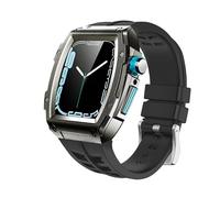 BNCXMO Correa de goma del kit de modernización+estuche de metal para banda 45 mm de 44 mm Cubierta del kit de acero inoxidable para la serie IWatch 8 7 6 5 4 SE Cinturón