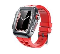 BNCXMO Correa de goma del kit de modernización+estuche de metal para banda 45 mm de 44 mm Cubierta del kit de acero inoxidable para la serie IWatch 8 7 6 5 4 SE Cinturón
