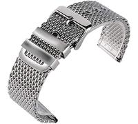 BNCXMO Correa de reloj, 20 mm 22 mm 24 mm de pulsera de malla de acero inoxidable pulsera de plateado pulsera de cadena sólida