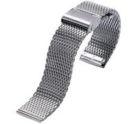 BNCXMO Correa de reloj, correa de malla de acero inoxidable correa de plata 20 mm de 22 mm con brazalete de broche de gancho plateado