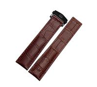 BNCXMO Correa de reloj de piel de vaca auténtica para hombre, correa de reloj con hebilla plegable, color negro y marrón, 19mm, 20mm, 22mm