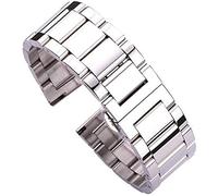 BNCXMO Correa de reloj, pulsera de correa de acero inoxidable azul plateado damas correa de metal para hombres enlace recto 18 20 21 22 mm 23 mm brazalete de 24 mm