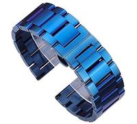BNCXMO Correa de reloj, pulsera de correa de acero inoxidable azul plateado damas correa de metal para hombres enlace recto 18 20 21 22 mm 23 mm brazalete de 24 mm