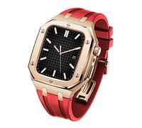 BNCXMO - Correa para banda de 44 mm, 45 mm, kit de modificación de metal + correa de silicona de goma para iwatch 42 mm SE 7 6 5 4 Smartwatch (color: rojo, tamaño: 42 mm), A
