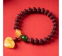 BNCXMO Feng Shui Bracelet for Women Cinnabar Natural Jasper Pumpkin Beeswax Ruyi Lock Longevity Lock Pends Bead Bracelet Amuleto Atraer dinero Cinnabar
