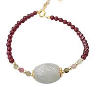 BNCXMO Feng Shui Pulsera de piedra preciosa natural Pulsera de granate Pulsera de cristal Pulsera Jade Pulsera Jadeite Buckle/Donut Pendse Luck Entermo