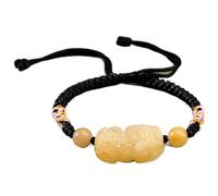 BNCXMO Feng shui pulsera pixiu/pi yao pulsera amarillo jade pulsera de piedra natural pulsera de cuerda rojo