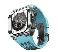 BNCXMO Fluororubber Watch Band Bisel de fibra de carbono para 8/7/6/5/4/SE, banda de reloj de lujo de fibra de carbono compatible con iWatch Series 44/45 mm, con herramientas