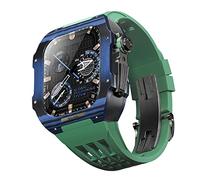 BNCXMO Fluororubber Watch Band Bisel de fibra de carbono para 8/7/6/5/4/SE, banda de reloj de lujo de fibra de carbono compatible con iWatch Series 44/45 mm, con herramientas