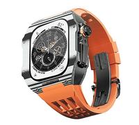 BNCXMO Fluororubber Watch Band Bisel de fibra de carbono para 8/7/6/5/4/SE, banda de reloj de lujo de fibra de carbono compatible con iWatch Series 44/45 mm, con herramientas