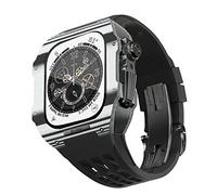 BNCXMO Fluororubber Watch Band Bisel de fibra de carbono para 8/7/6/5/4/SE, banda de reloj de lujo de fibra de carbono compatible con iWatch Series 44/45 mm, con herramientas