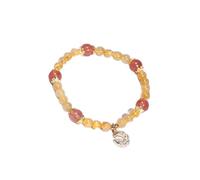 BNCXMO Forma de luna Garnet Strawberry Crystal Gold Rutilated Quartz Pulseras con cuentas para mujeres joyas de moda femenina, pulsera