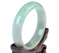 BNCXMO Genuino brazalete de brazalete de jade verde para mujeres Glutinoso Flower Floating Flor de esmeralda Joya de joyas para madre (tamaño: 60 mm)