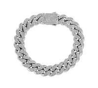 BNCXMO Gold Over S925 Silver 12 mm Pulsera para hombres, cadena de mano cubana moissanita densamente establecida, exquisita elección para marcar eventos especiales o hitos, Día del Padre