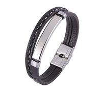 BNCXMO Guard para hombres brazalete, brazalete, brazalete de encanto navideño multicapa múltiples brazalete grabado con brazalete de acero inoxidable con broche magnético, longitud 18.5 cm, falso