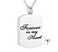 BNCXMO Joyas de cremación para Cenizas para Siempre en mi corazón Collares de urna para Cenizas Acero Inoxidable Recuerdo Colgante de Colgantes conmemorativos
