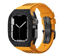 BNCXMO Kit de modificación de la banda para ver la caja de relojes de fibra de carbono para iWatch 8 7 6 5 4 SE, kit de mod de banda de goma deportiva de goma