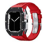 BNCXMO Kit de modificación de la banda para ver la caja de relojes de fibra de carbono para iWatch 8 7 6 5 4 SE, kit de mod de banda de goma deportiva de goma