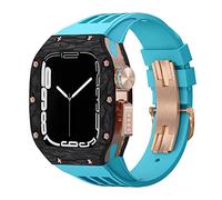 BNCXMO Kit de modificación de la banda para ver la caja de relojes de fibra de carbono para iWatch 8 7 6 5 4 SE, kit de mod de banda de goma deportiva de goma