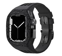 BNCXMO Kit de modificación de la banda para ver la caja de relojes de fibra de carbono para iWatch 8 7 6 5 4 SE, kit de mod de banda de goma deportiva de goma