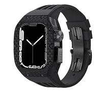 BNCXMO Kit de modificación de la banda para ver la caja de relojes de fibra de carbono para iWatch 8 7 6 5 4 SE, kit de mod de banda de goma deportiva de goma