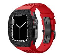 BNCXMO Kit de modificación de la banda para ver la caja de relojes de fibra de carbono para iWatch 8 7 6 5 4 SE, kit de mod de banda de goma deportiva de goma
