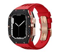 BNCXMO Kit de modificación de la banda para ver la caja de relojes de fibra de carbono para iWatch 8 7 6 5 4 SE, kit de mod de banda de goma deportiva de goma