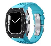 BNCXMO Kit de modificación de la banda para ver la caja de relojes de fibra de carbono para iWatch 8 7 6 5 4 SE, kit de mod de banda de goma deportiva de goma